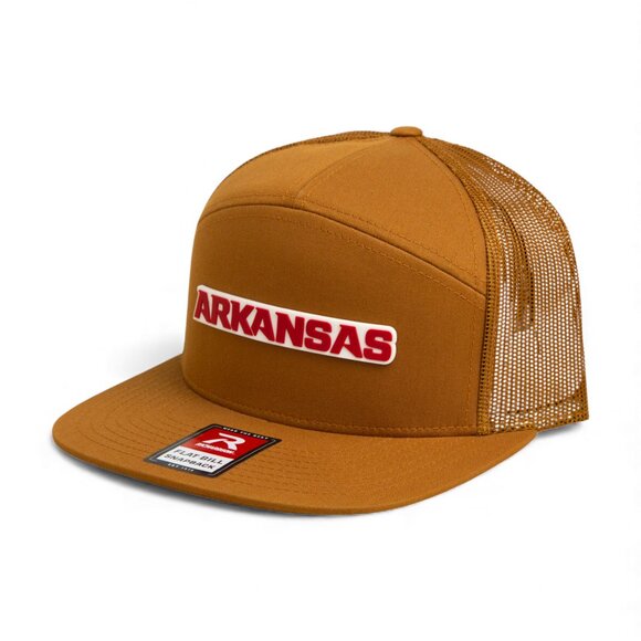 Arkansas Razorbacks ARKANSAS Red 3D Snapback Seven-Panel Trucker Hat- Carmel - Picture 2 of 3